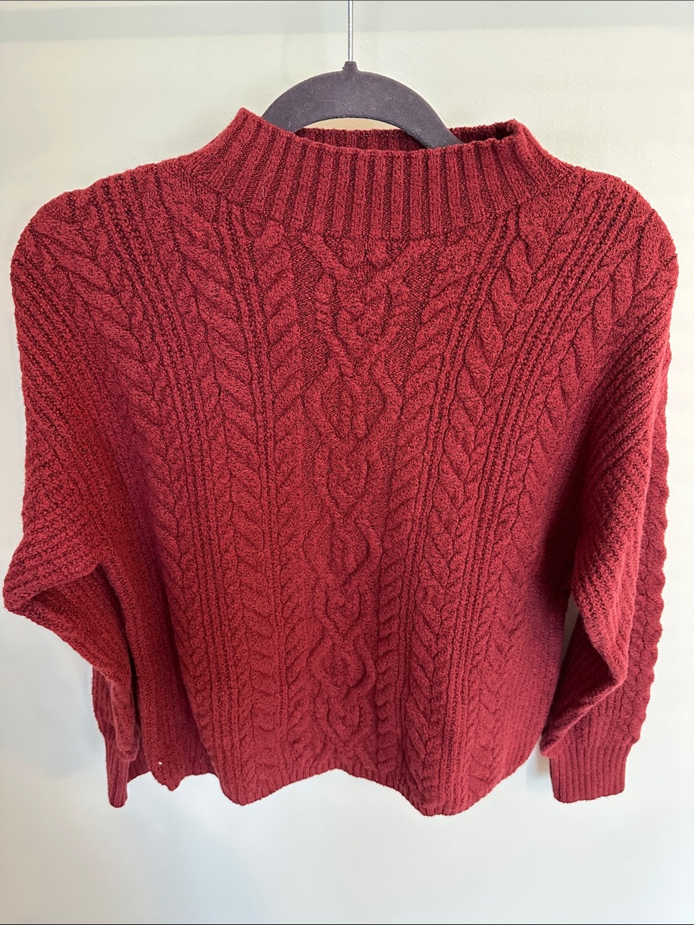 Old Navy Cable Knit Mock Neck Sweater - Deep Red